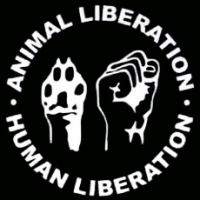 Animal Liberation-Logo mit Zusatz: Human Liberation
